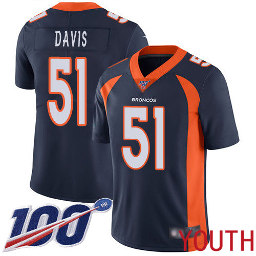 Youth Denver Broncos #51 Todd Davis Navy Blue Alternate Vapor Untouchable Limited Player 100th Season Football NFL Jersey